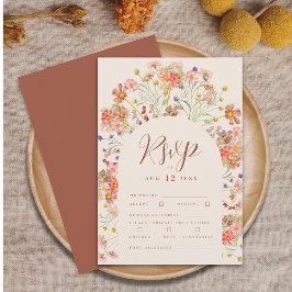 Cartão RSVP Terracota Boho Casamento de Outono