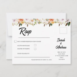 Cartão RSVP Terracota Boho Casamento Floral de Outono