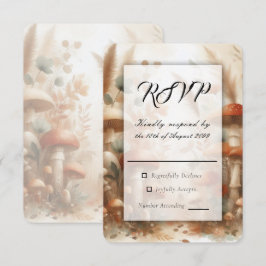 Cartão RSVP Terracota Cogumelo Floresta Mágica Casamento
