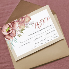 Cartão RSVP Terracotta aqucolor flores do casamento floral