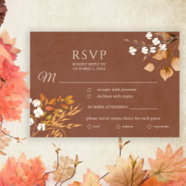 Cartão RSVP Terracotta Autumn Deixa Casamento outono Boho