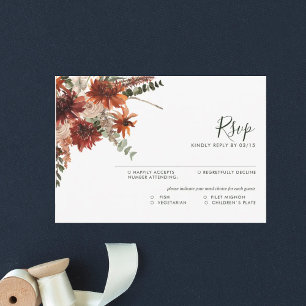Cartão RSVP Terracotta Autumn Rustic Wedch Response Card