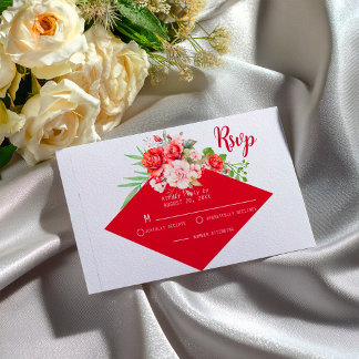 Cartão RSVP Terracotta Burgundy Blush Floral  Wedding 