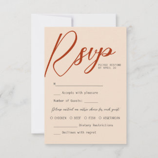 Cartão RSVP Terracotta Burnt Orange Chic Calliografia