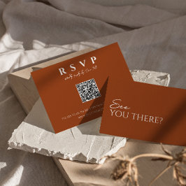 Cartão RSVP Terracotta Burnt Orange QR Code Online Casamento