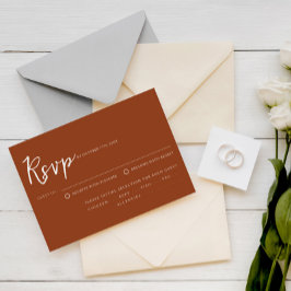 Cartão RSVP Terracotta Burnt Orange Script Meal Choice Casamen
