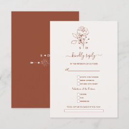 Cartão RSVP Terracotta Burnt Orange Song Request Weding