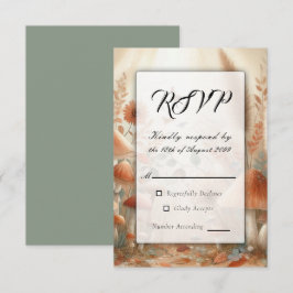 Cartão RSVP Terracotta Cogumelo Floresta Mágica Casamento