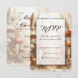 Cartão RSVP Terracotta Cogumelo Floresta Mágica Casamento
