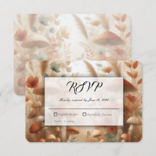 Cartão RSVP Terracotta Cogumelo Mágico Casamento Florestal