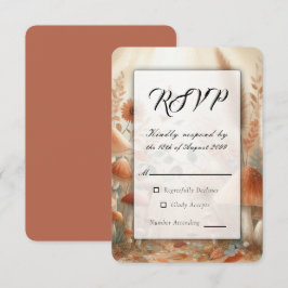 Cartão RSVP Terracotta Cogumelo Mágico Casamento Florestal