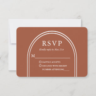 Cartão RSVP Terracotta de Casamento por Arca Na moda Moderna