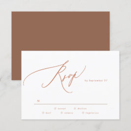 Cartão RSVP Terracotta Dusty Queimou Laranja Elegante O Casame