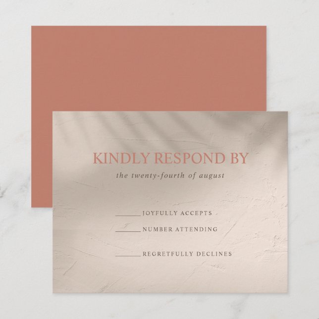 Cartão RSVP Terracotta e Sand Elemental (Frente/Verso)