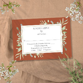 Cartão RSVP Terracotta Elegant Watercolor Greenery