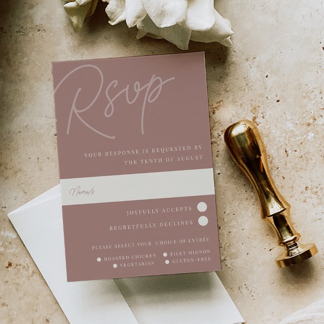 Cartão RSVP Terracotta | Escolha de Refeições de Marca d'Água  (Criador carregado)