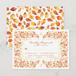 Cartão RSVP Terracotta Fall Russo Elegante Sai do Casamento