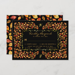 Cartão RSVP Terracotta Fall Russo Elegante Sai do Casamento