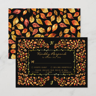 Cartão RSVP Terracotta Fall Russo Elegante Sai do Casamento