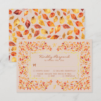 Cartão RSVP Terracotta Fall Russo Elegante Sai do Casamento