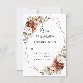 Cartão RSVP Terracotta Ferrugem Grama das Pampas Casamento Rús