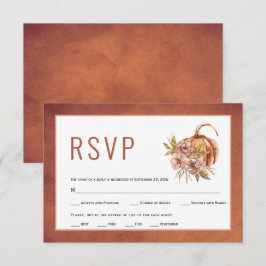 Cartão RSVP Terracotta flores e casamento outono de abóbora