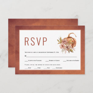 Cartão RSVP Terracotta flores e casamento outono de abóbora