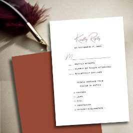 Cartão RSVP Terracotta Modern Whimsical Script Wedding