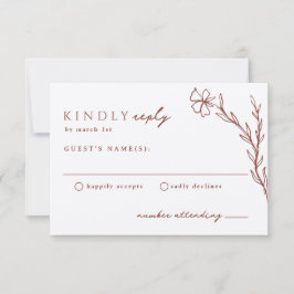 Cartão RSVP Terracotta Rust Botânica moderna tenciosa