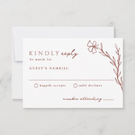 Cartão RSVP Terracotta Rust Botânica moderna tenciosa
