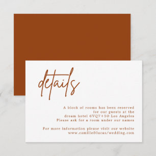 Cartão RSVP Terracotta Rust Larnt Orange Wedding Details card