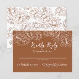Cartão RSVP Terracotta Rustic Boho Romântico Casamento Floral