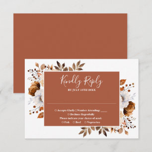 Cartão RSVP Terracotta Rustic Botanical Floral Wedding