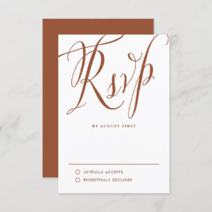 Cartão RSVP Terracotta Rustic Calliografia Casamento