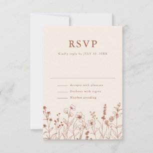 Cartão RSVP Terracotta Rustic Floral Fall Wildflower Casamento