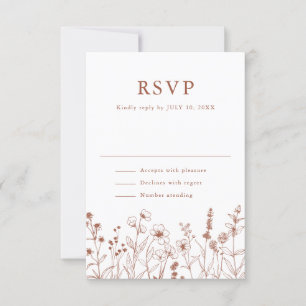 Cartão RSVP Terracotta Rustic Floral Fall Wildflower Casamento