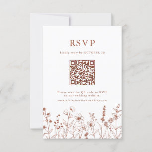 Cartão RSVP Terracotta Rustic Floral Fall Wildflower Código QR