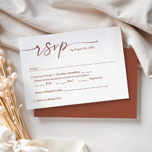Cartão RSVP Terracotta Script com Casamento de Escolha de Refe