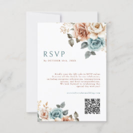 Cartão RSVP Terracotta Teal Neutral Watercolor casamento flora