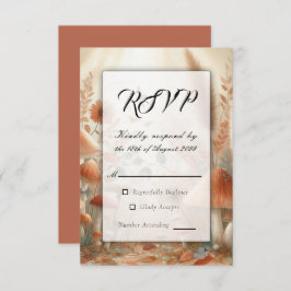 Cartão RSVP Terracotta Toadstool Woodland Casamento Mágico
