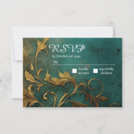 Cartão RSVP Teto Floral gótico E Dourado