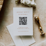 Cartão RSVP Texto Elegante simples | Boho Wedding Código QR<br><div class="desc">Este cartão de resposta de casamento com código QR minimalista e elegante apresenta texto boho terracotta sobre fundo branco limpo,  para uma aparência simples e na moda. Seus convidados podem examinar o código facilmente para visitar seu site de casamento e o rsvp online.</div>