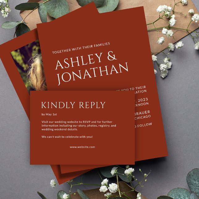 Cartão RSVP Texto Mínimo Negrito Destaca Casamento (Criador carregado)