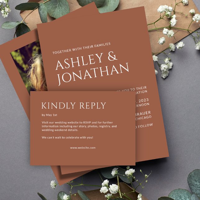 Cartão RSVP Texto Mínimo Negrito Destaca Casamento (Criador carregado)