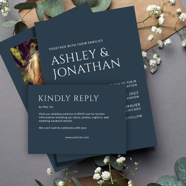 Cartão RSVP Texto Mínimo Negrito Destaca Casamento (Criador carregado)