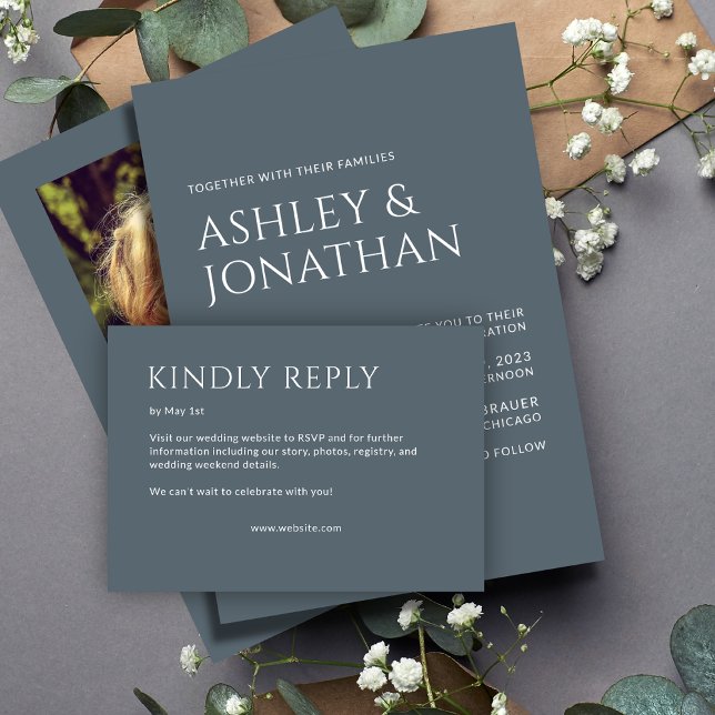 Cartão RSVP Texto Mínimo Negrito Destaca Casamento (Criador carregado)