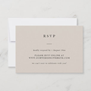 Cartão RSVP Texto Neutro Simples Apenas Site De Casamento Eleg