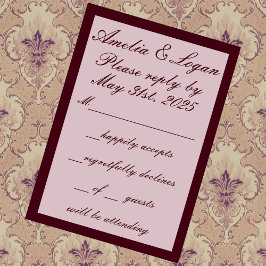 Cartão RSVP Texto Vitoriano e Casamento de Quadros