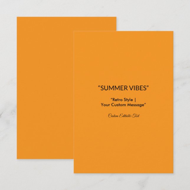 Cartão RSVP Textura Retro Laranja - Arte do Verão (Frente/Verso)