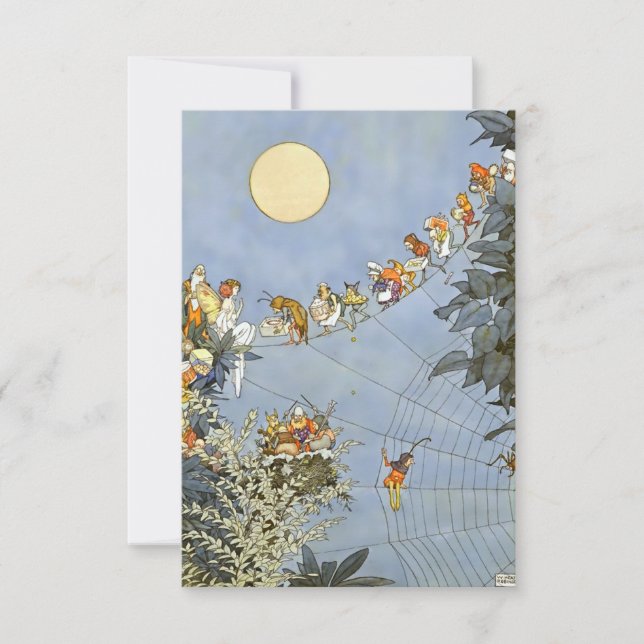 Cartão RSVP "The Fairies Birthday" por Heath Robinson (Frente)